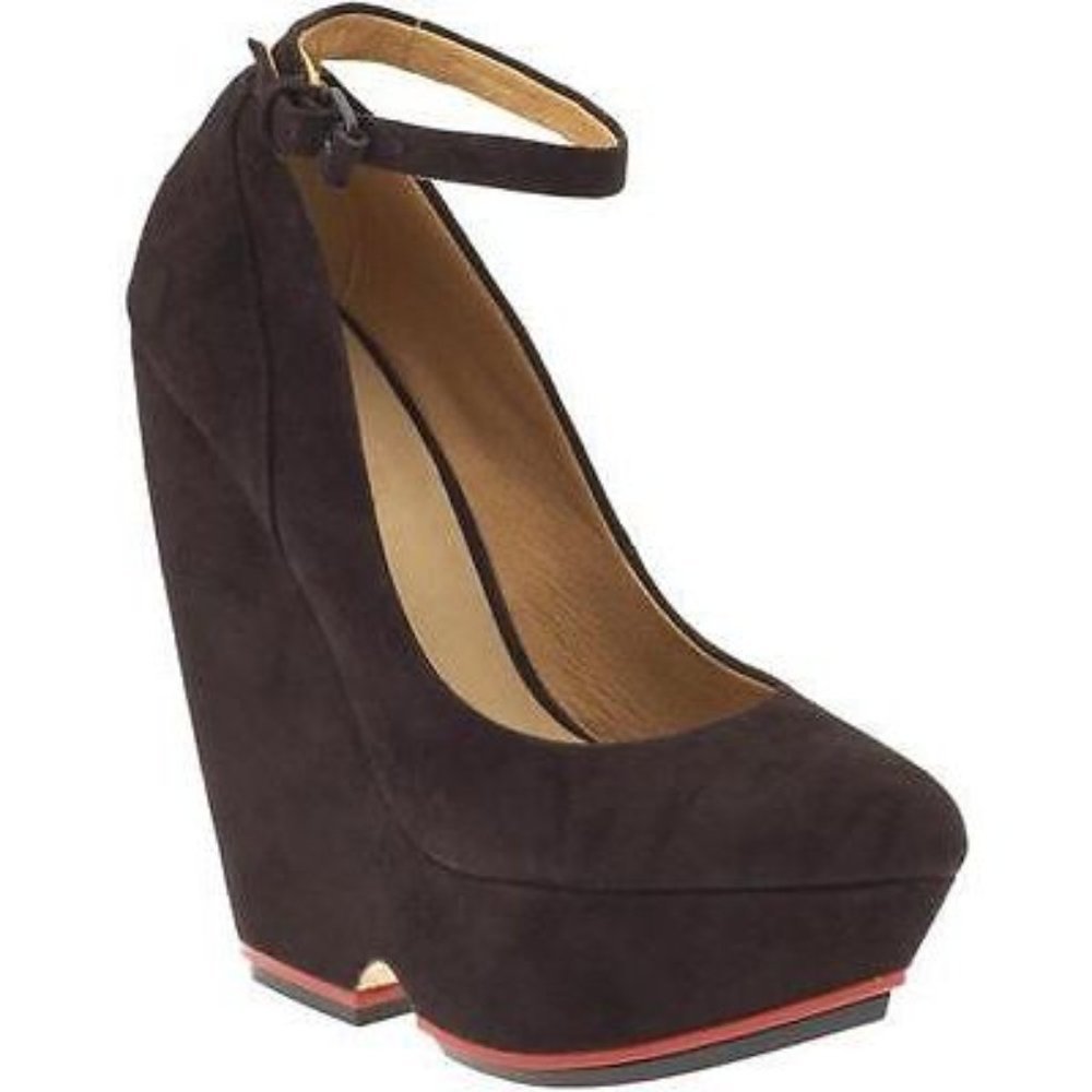 L.A.M.B by GWEN STEFANI Brown SUEDE  Platform SHOES Wedge HAVANA ( 7.5 )